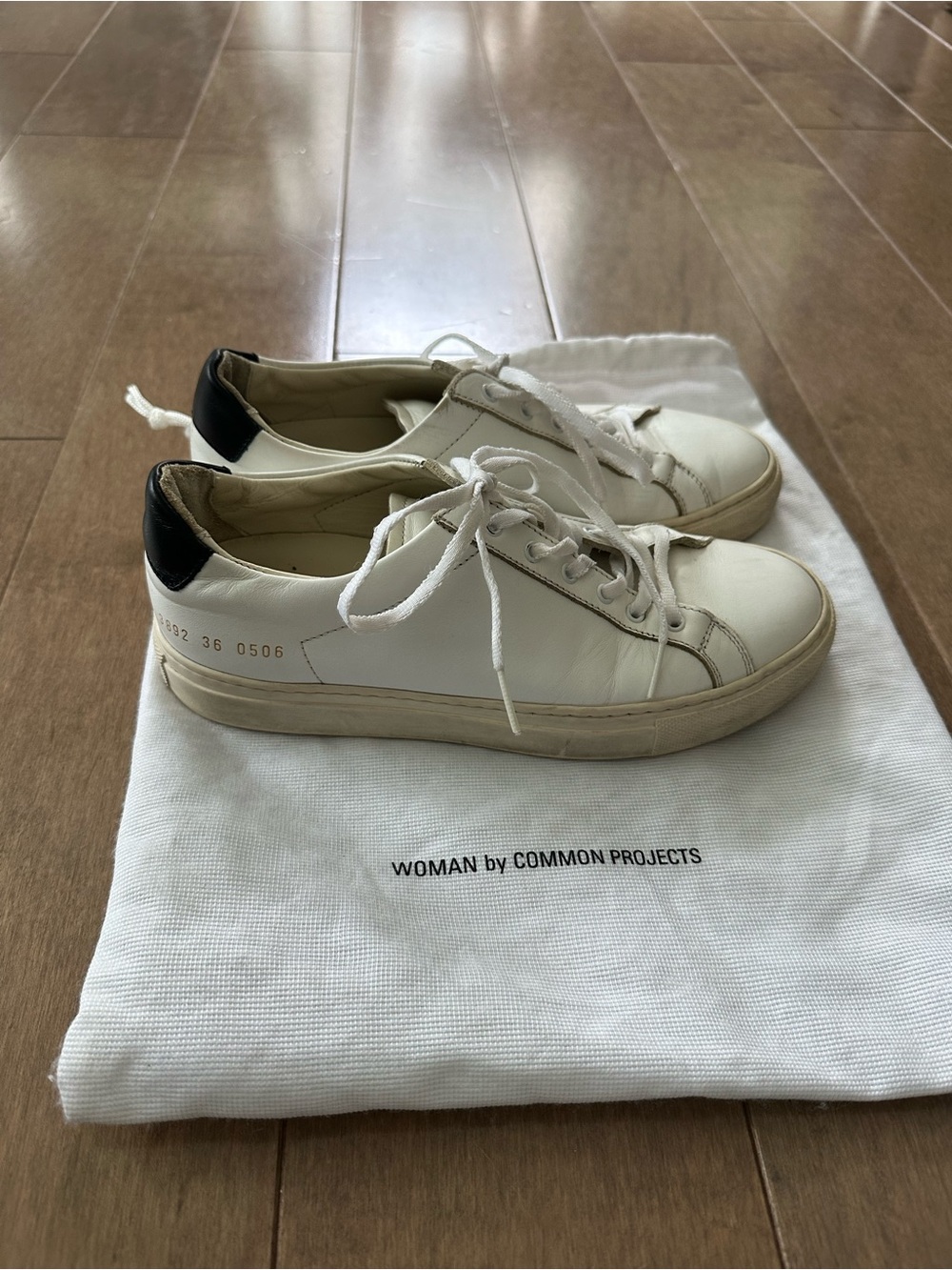 Common Projects Achilles White Leather Sneakers with Black Heel Tab
